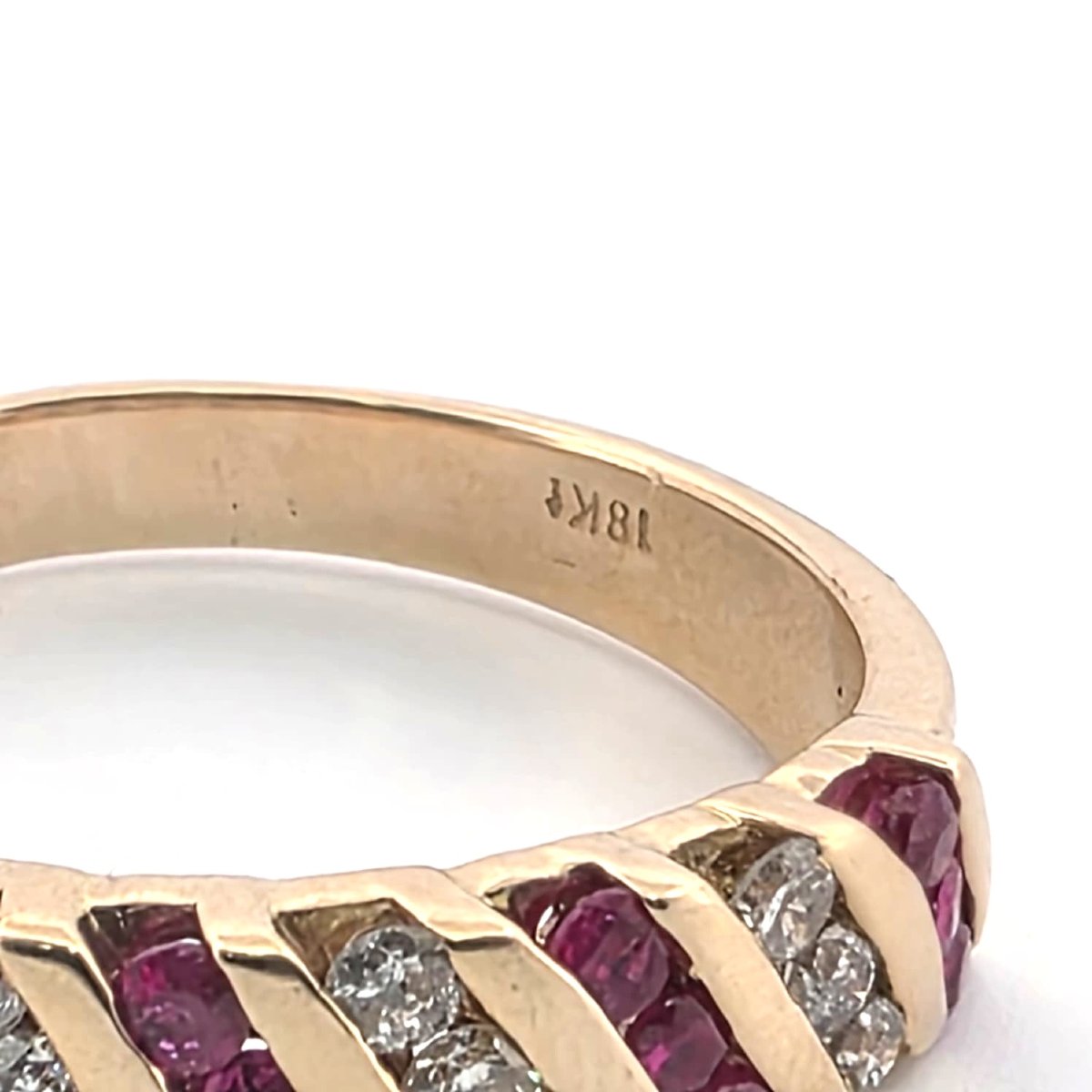 Anello in oro giallo 18kt con rubini e diamanti-photo-2