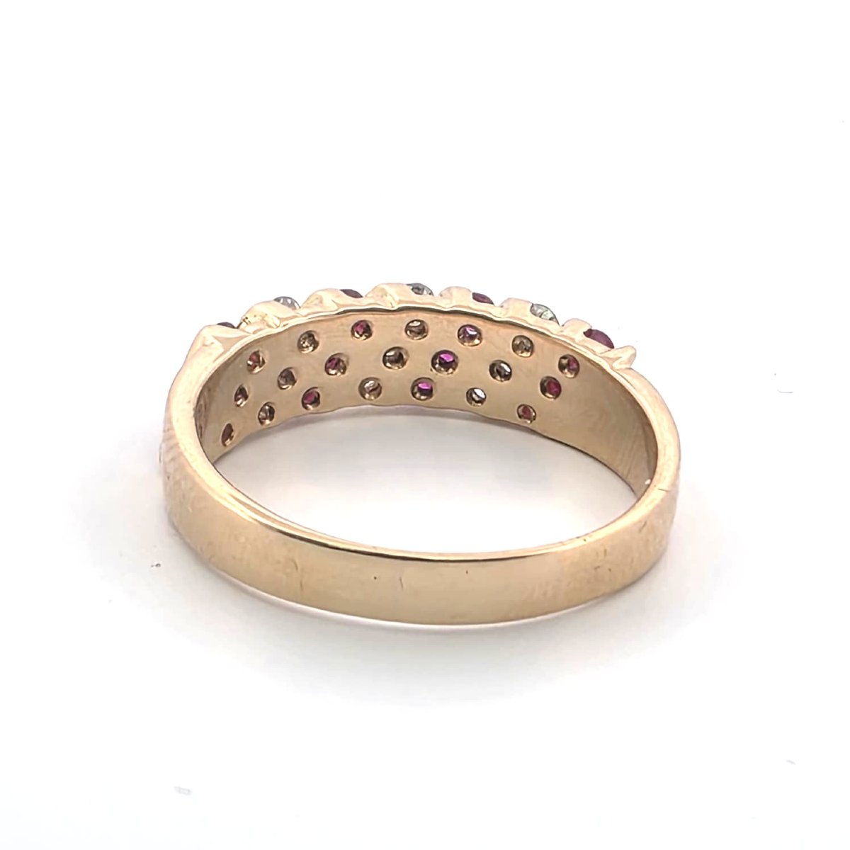 Anello in oro giallo 18kt con rubini e diamanti-photo-1