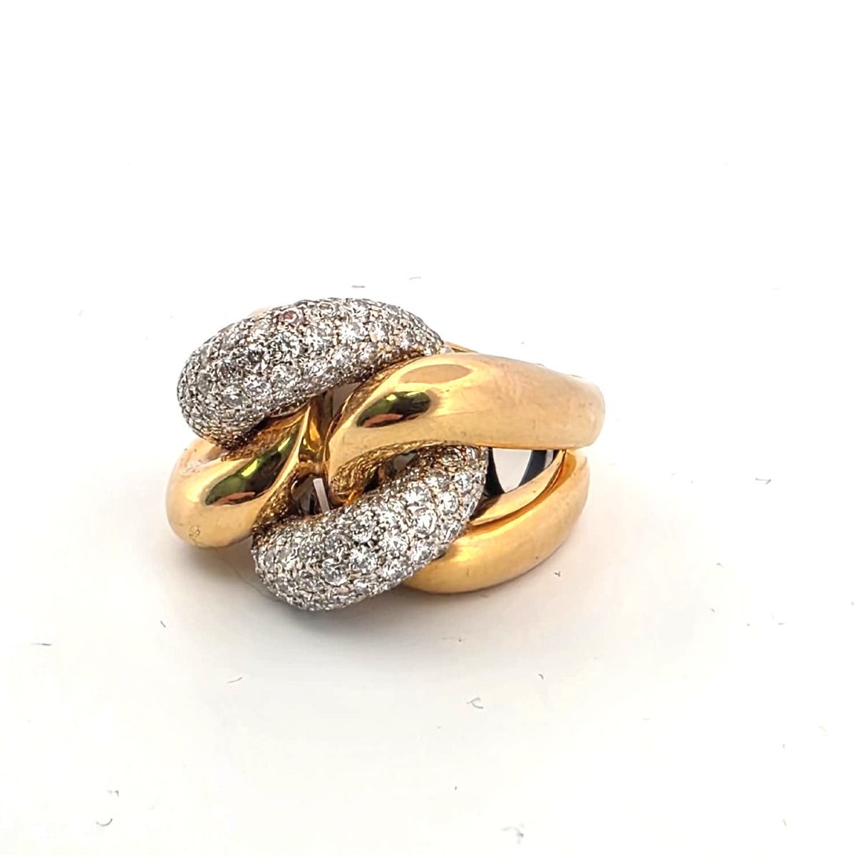 Anello a maglia morbida in oro bianco e giallo 18kt-photo-4