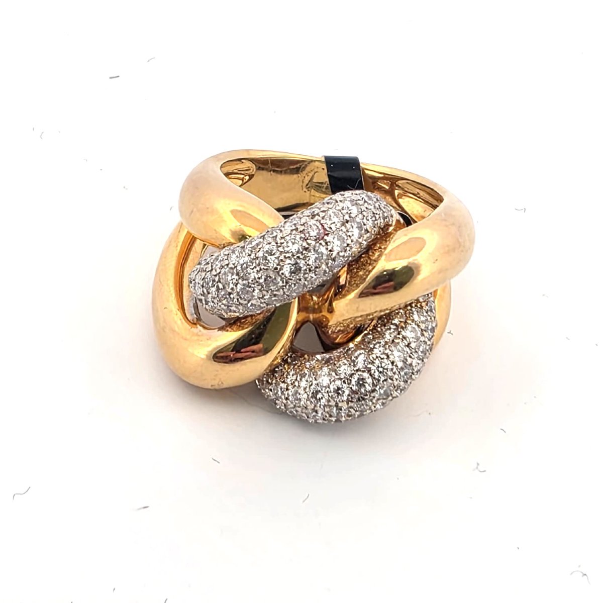 Anello a maglia morbida in oro bianco e giallo 18kt-photo-3