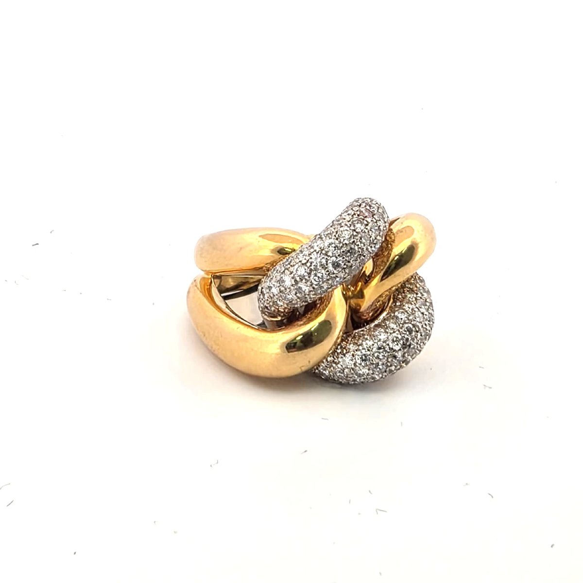 Anello a maglia morbida in oro bianco e giallo 18kt-photo-4