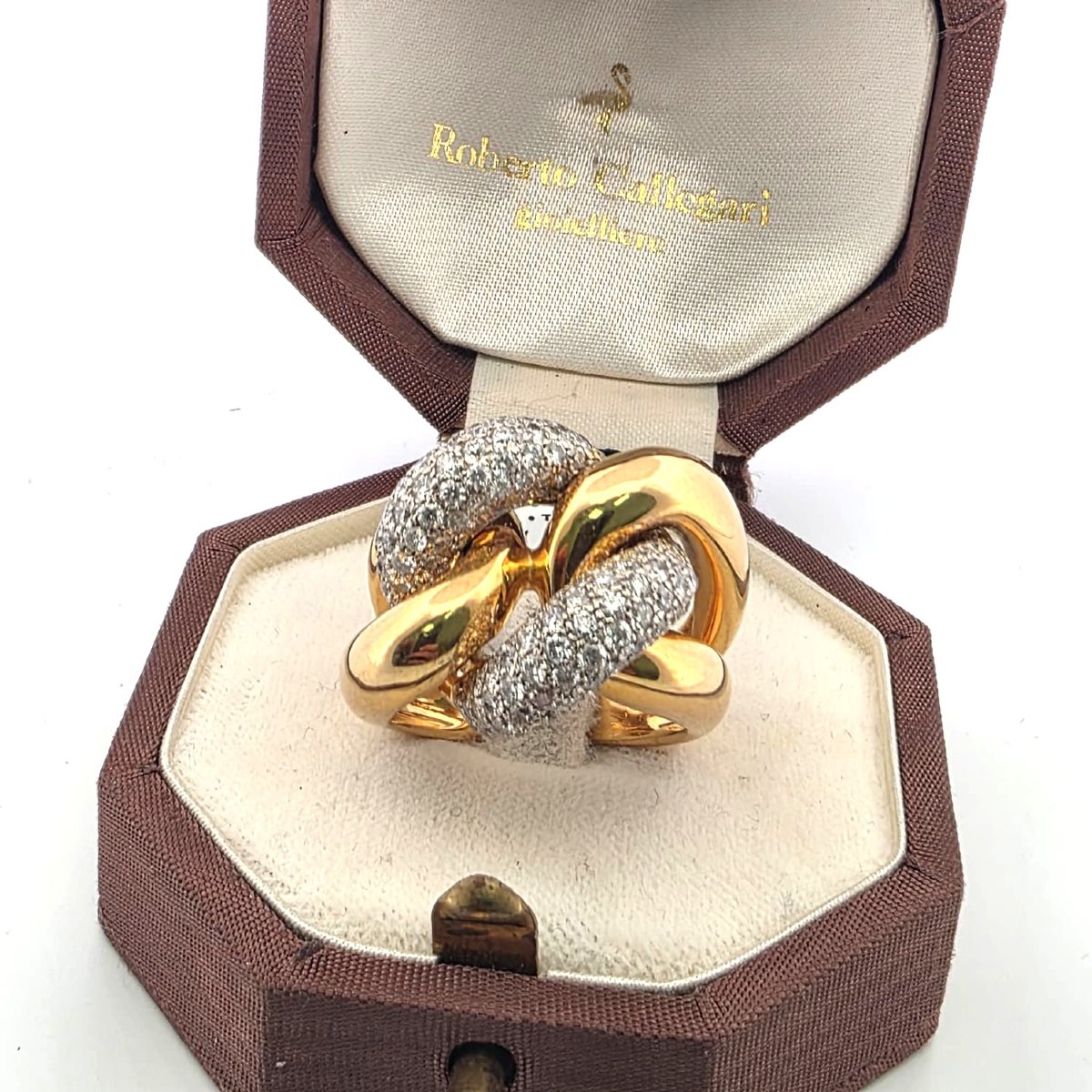 Anello a maglia morbida in oro bianco e giallo 18kt-photo-8