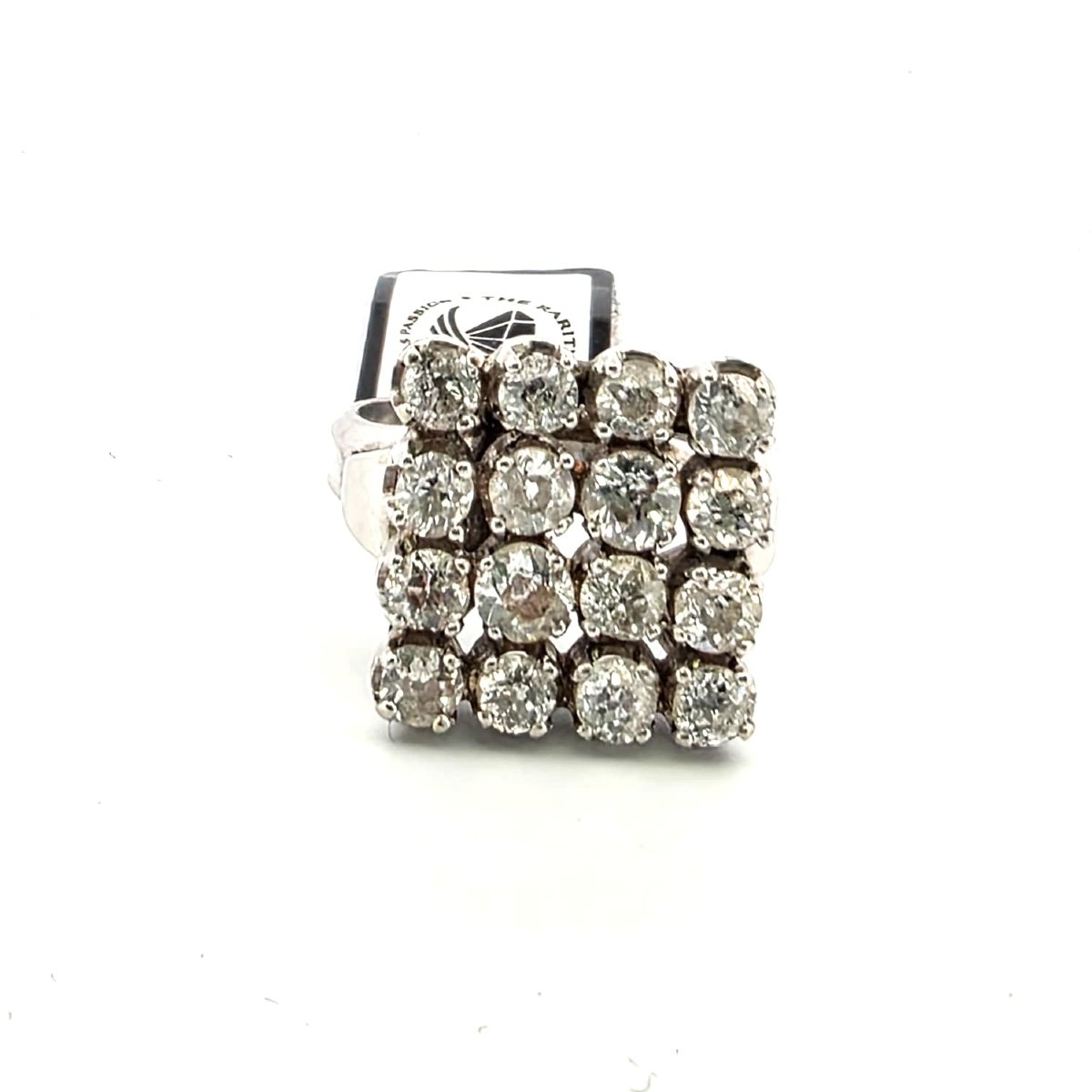 Anello vintage a scacchiera in oro bianco 18kt e diamanti-photo-7