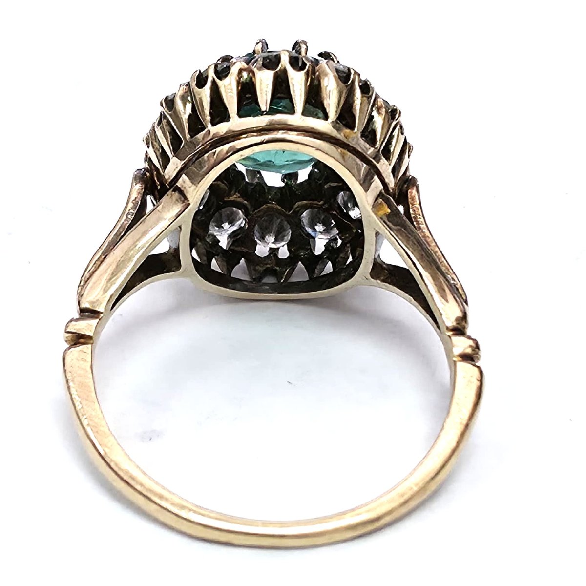 Anello in oro giallo 18kt con diamanti e smeraldo-photo-2