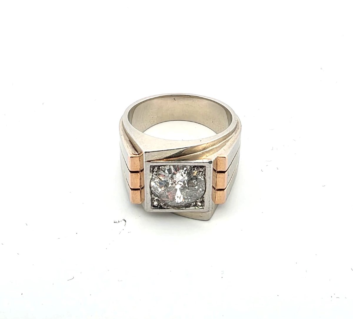 Anello in oro giallo 18kt con diamante centrale-photo-3