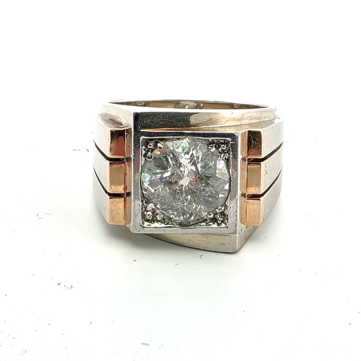 Anello in oro giallo 18kt con diamante centrale-photo-6