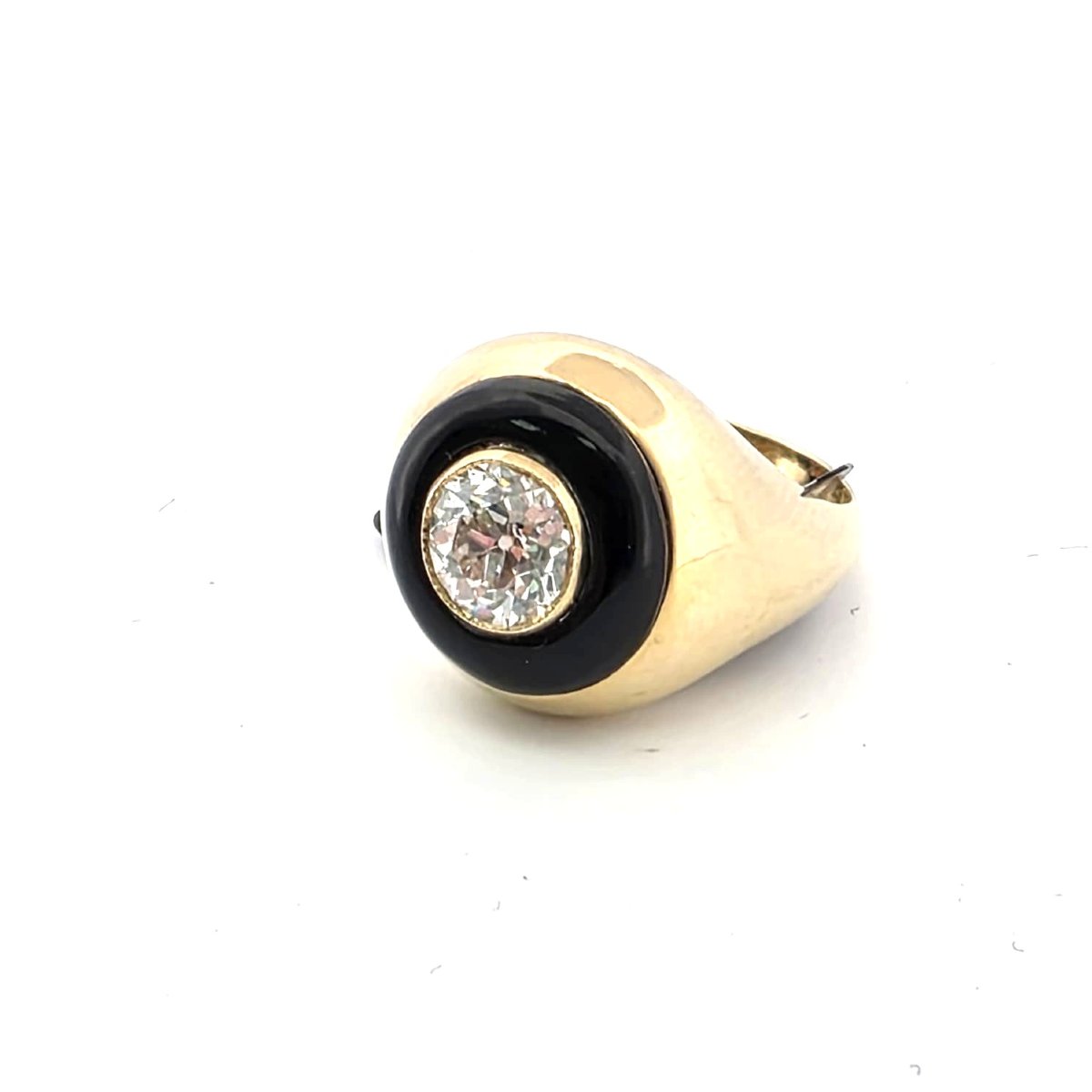 Anello in oro giallo 18kt con diamante e onice-photo-4
