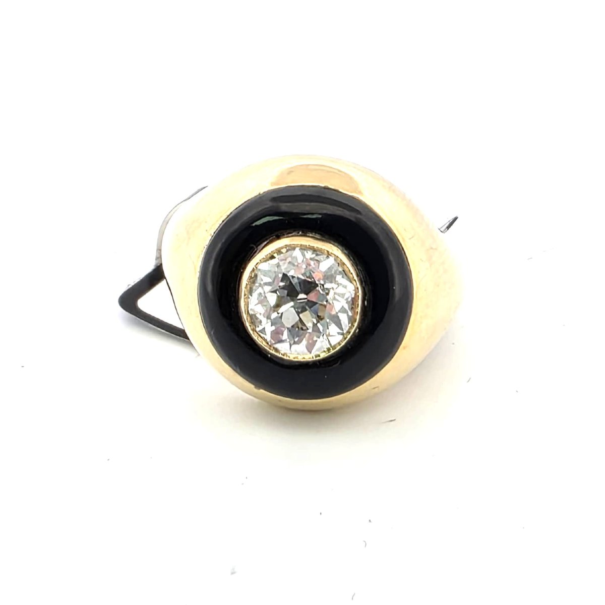 Anello in oro giallo 18kt con diamante e onice-photo-5