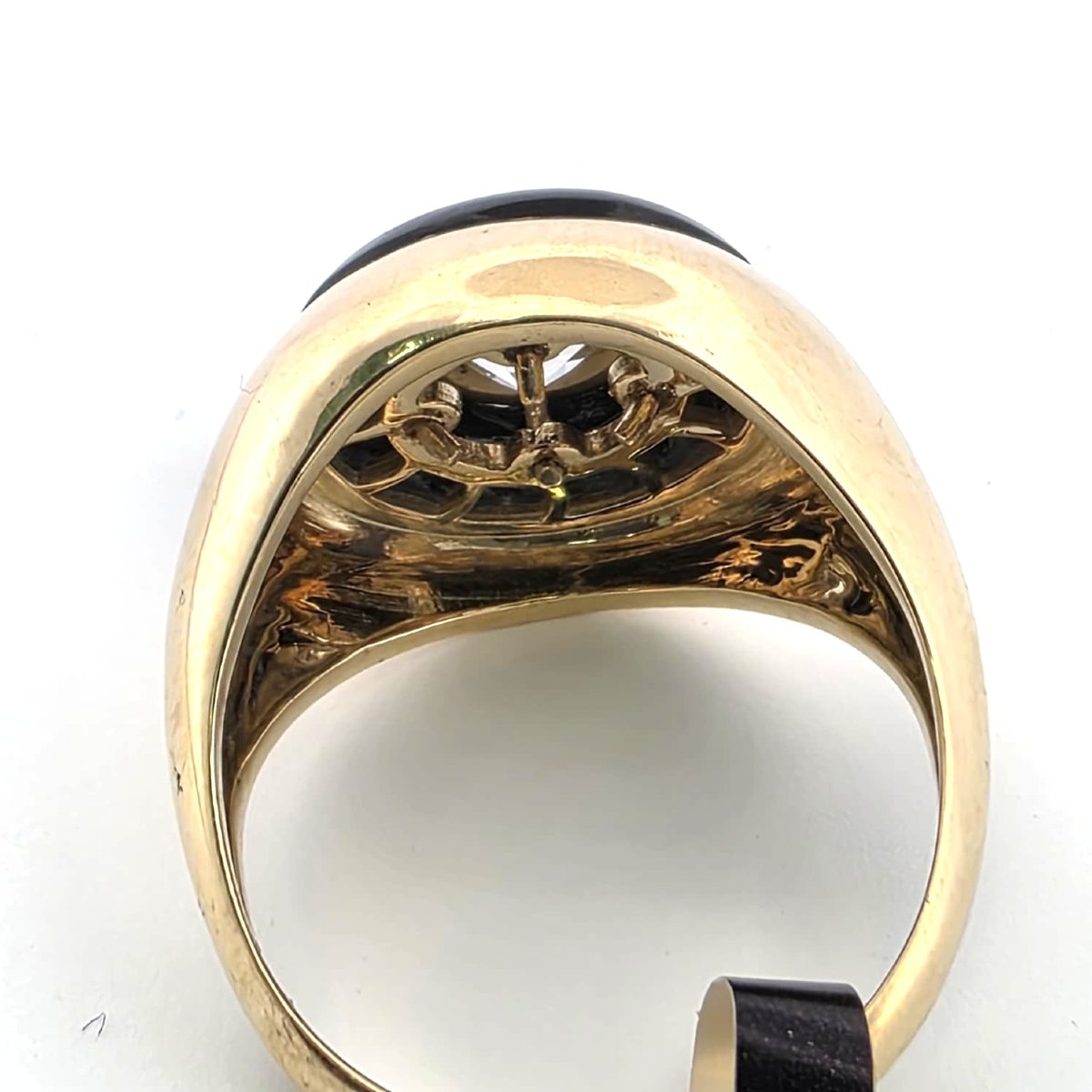 Anello in oro giallo 18kt con diamante e onice-photo-6
