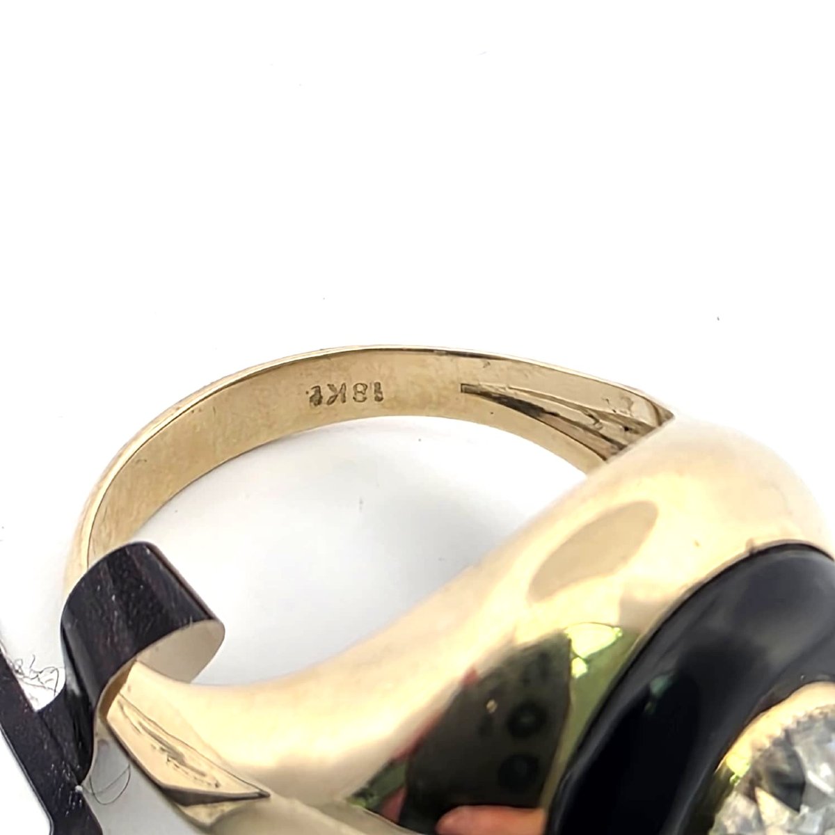 Anello in oro giallo 18kt con diamante e onice-photo-7