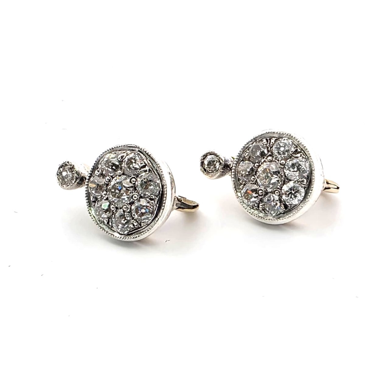Orecchini in oro bianco e giallo 18kt con diamanti-photo-4