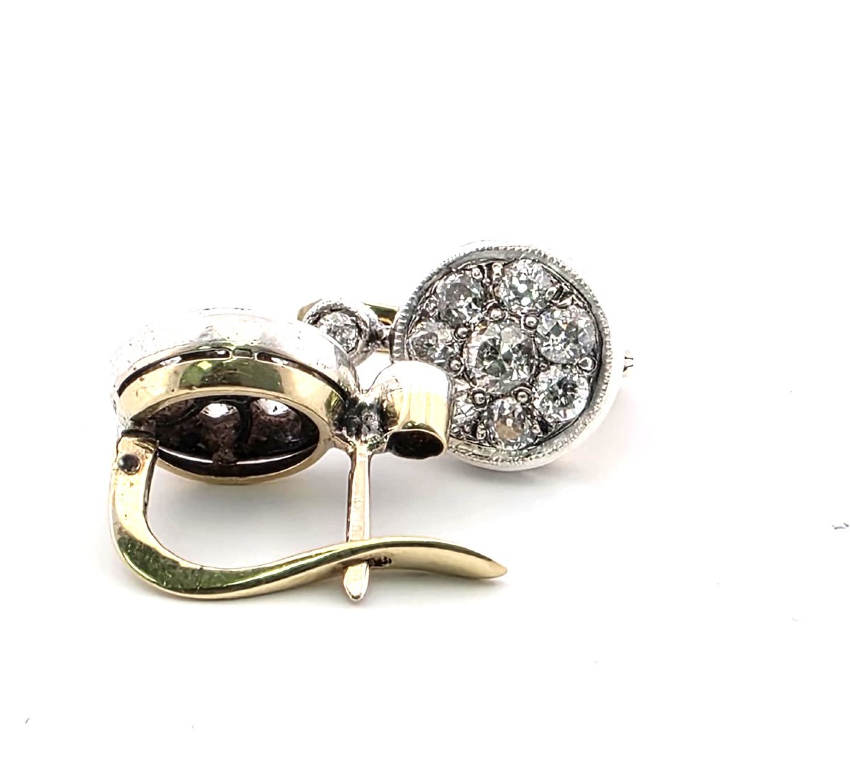 Orecchini in oro bianco e giallo 18kt con diamanti-photo-2
