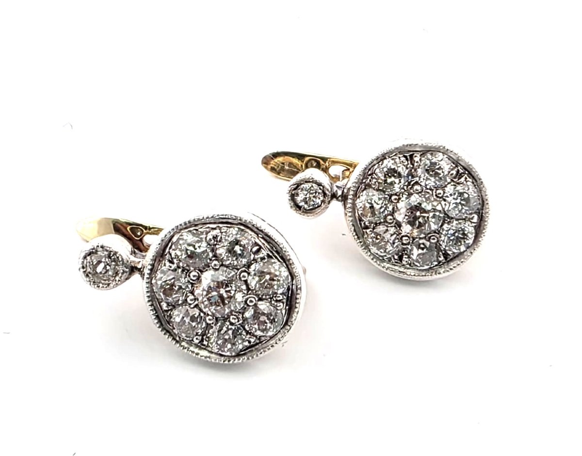 Orecchini in oro bianco e giallo 18kt con diamanti-photo-4