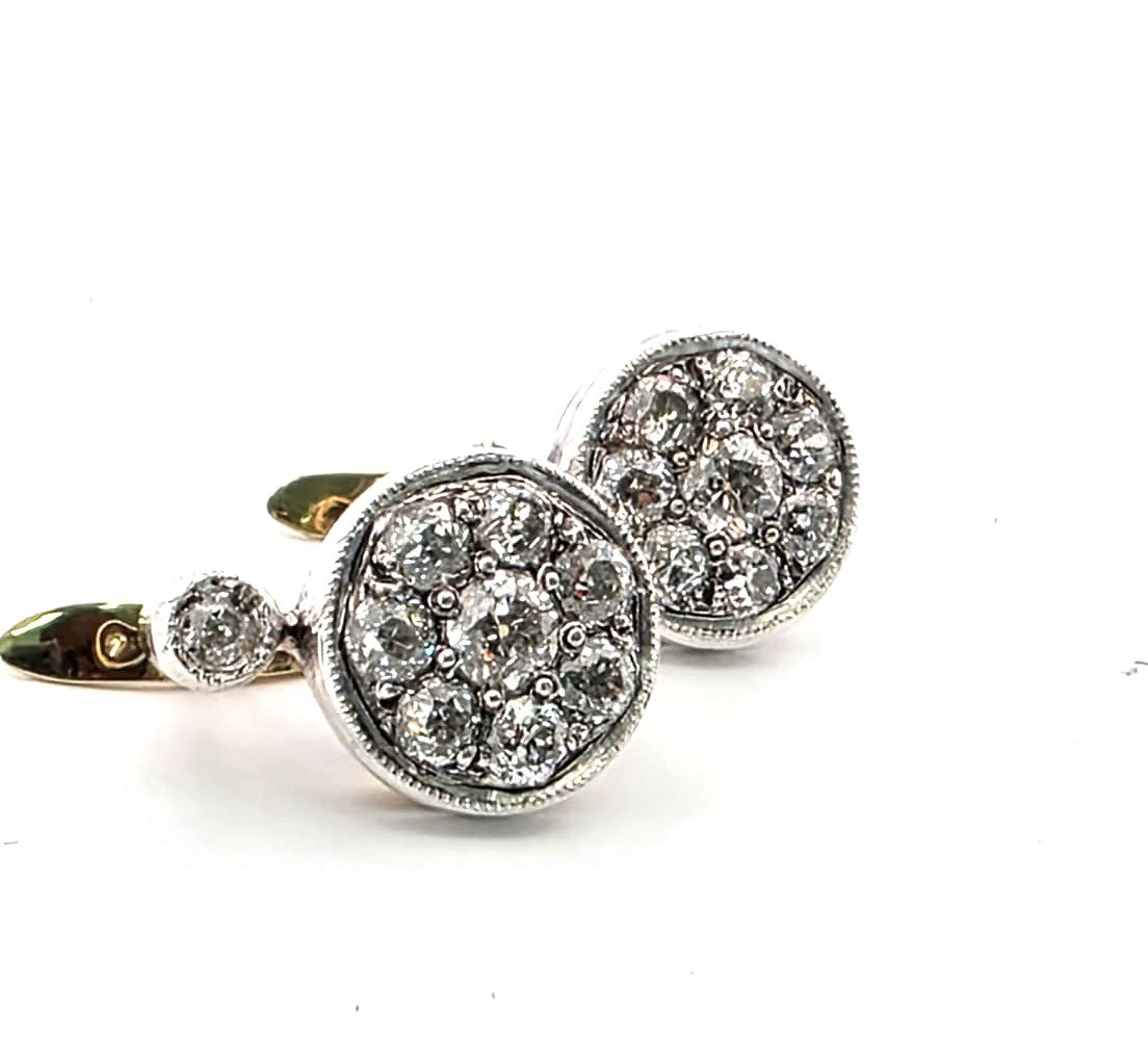 Orecchini in oro bianco e giallo 18kt con diamanti-photo-5