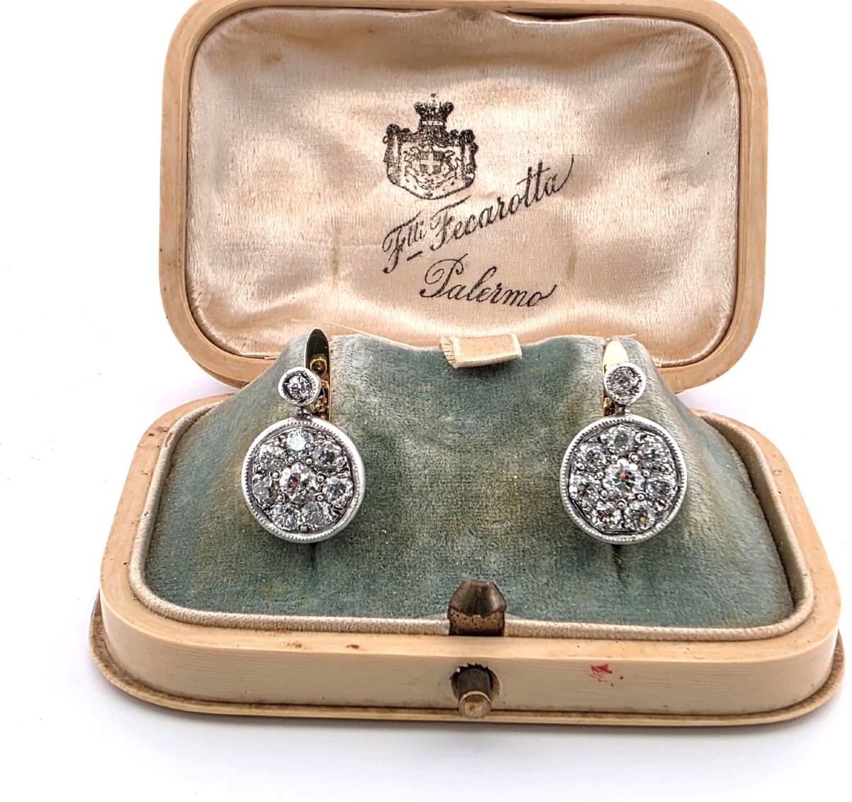 Orecchini in oro bianco e giallo 18kt con diamanti