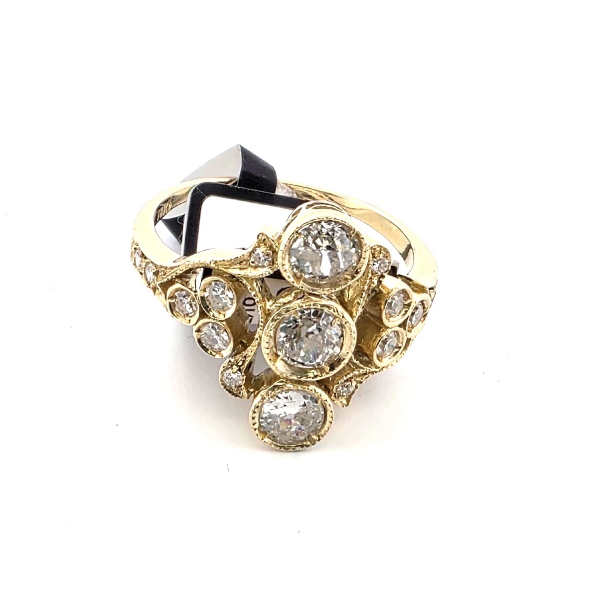 Anello in oro giallo 18kt con diamanti-photo-2