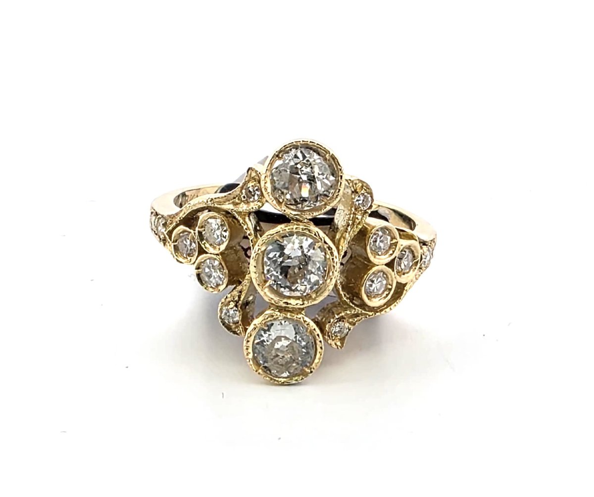 Anello in oro giallo 18kt con diamanti-photo-3