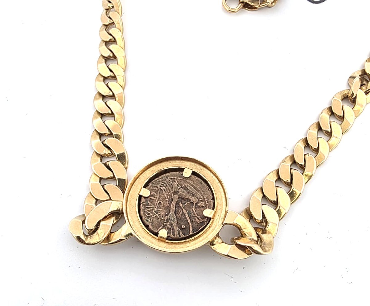 Collana in oro giallo 18kt con moneta antica romana-photo-1