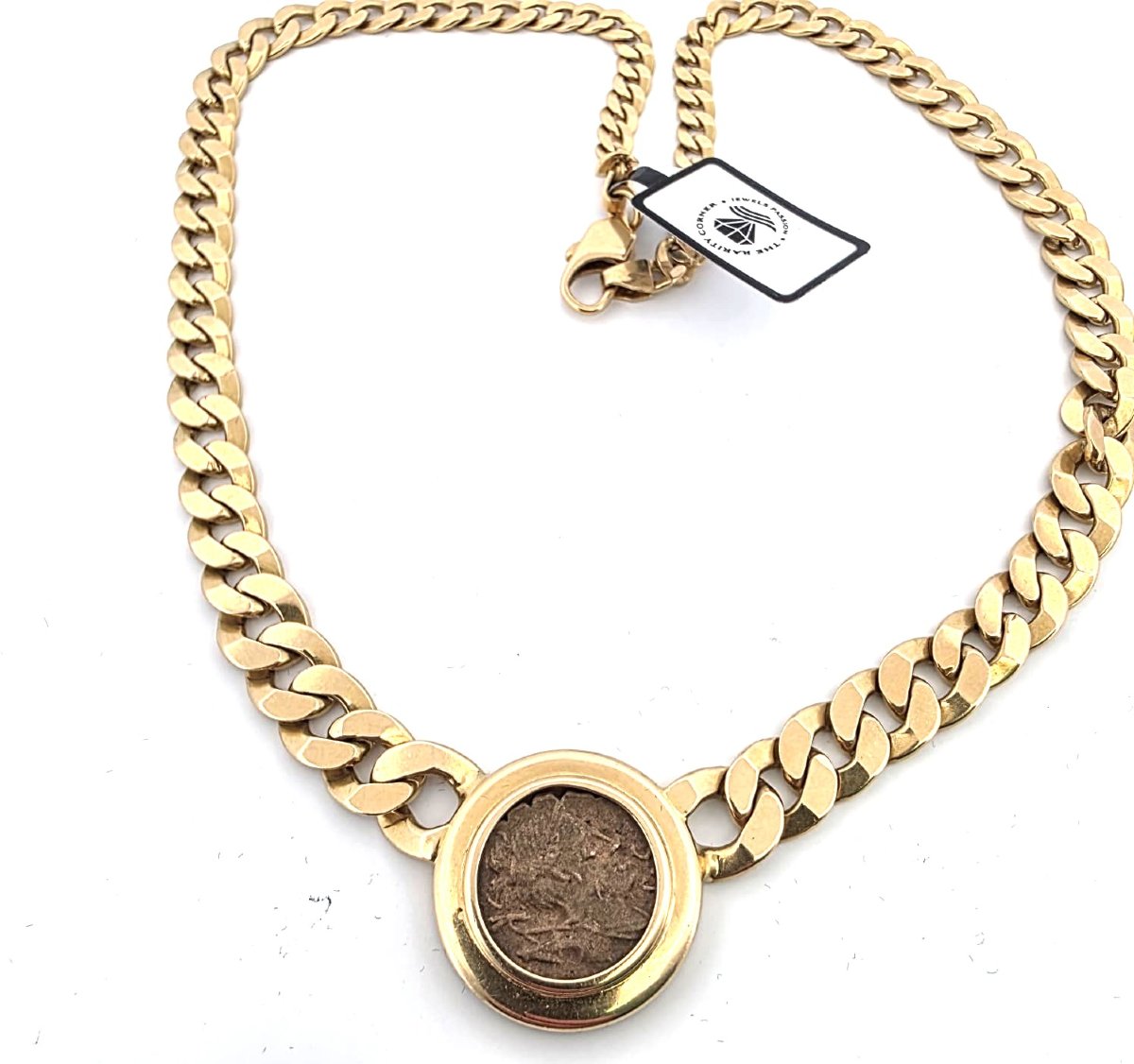 Collana in oro giallo 18kt con moneta antica romana-photo-2