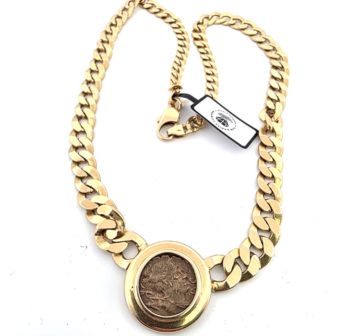 Collana in oro giallo 18kt con moneta antica romana-photo-6