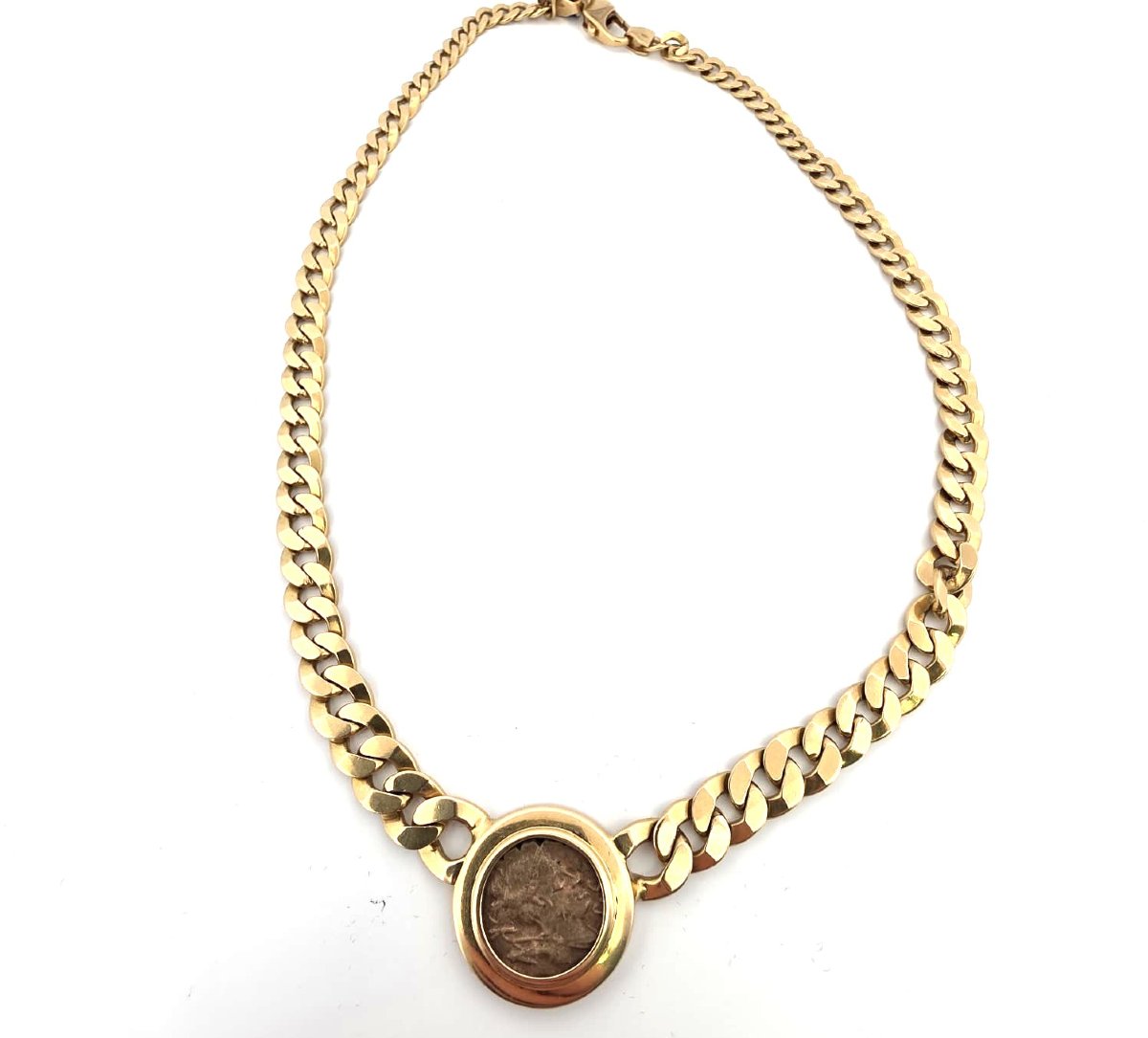 Collana in oro giallo 18kt con moneta antica romana-photo-7
