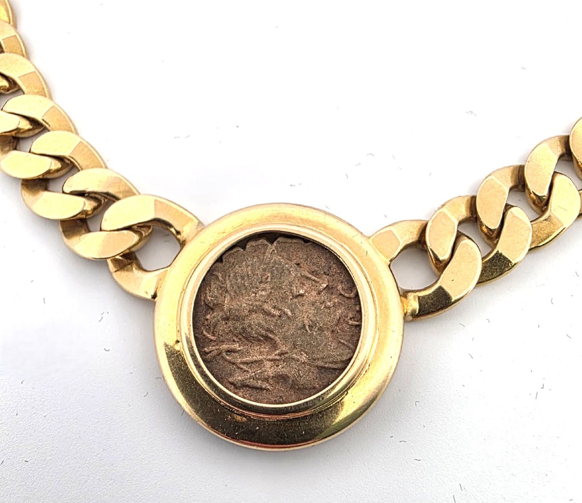 Collana in oro giallo 18kt con moneta antica romana-photo-8