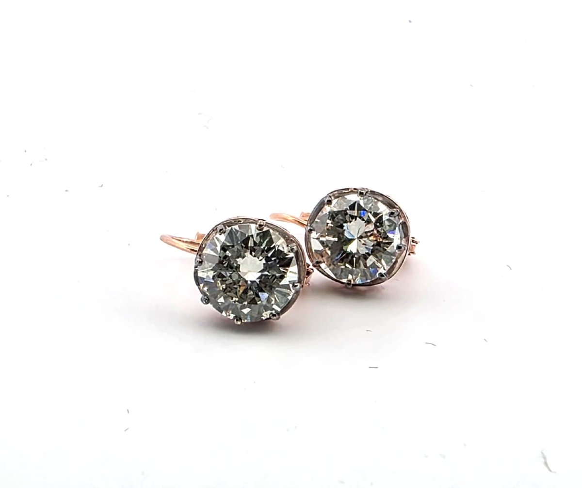 Orecchini in oro rosa 12kt e argento con diamanto old mine-photo-4