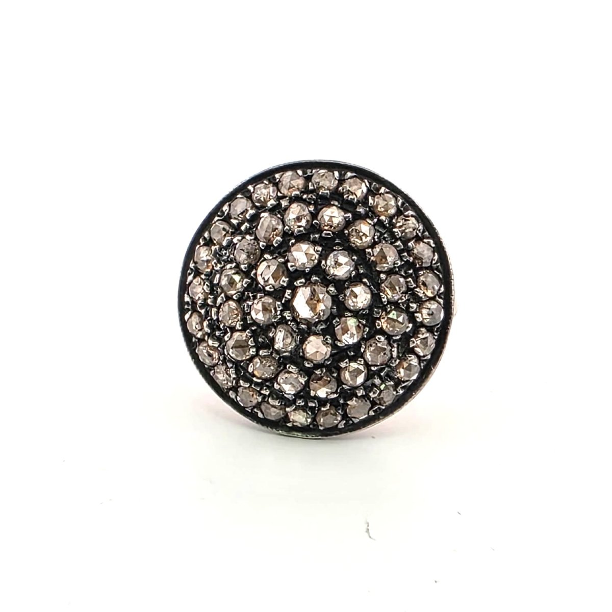 Anello in oro giallo basso e argento con diamanti rose coronè-photo-4