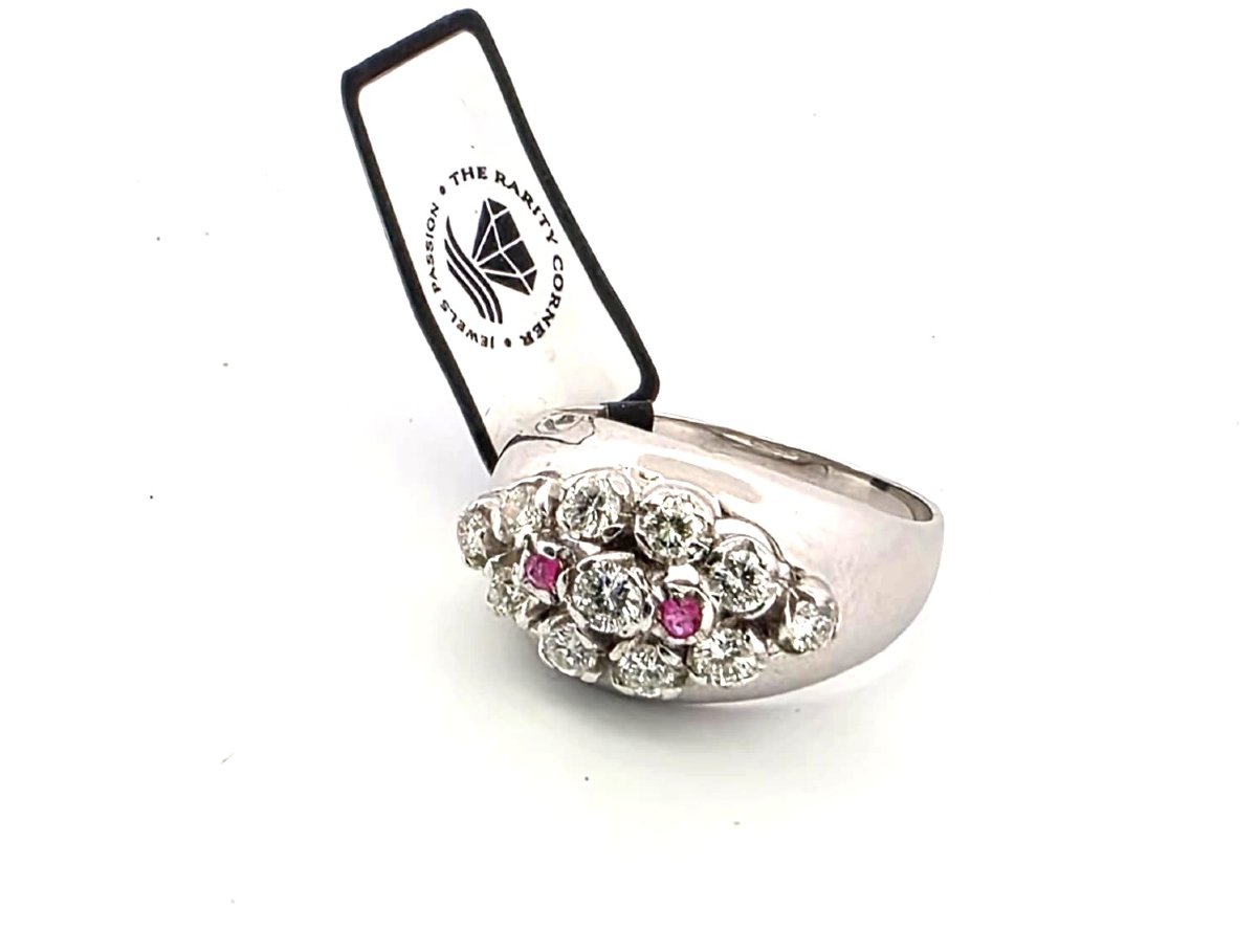 Anello in oro bianco 18kt con diamanti e rubini-photo-2