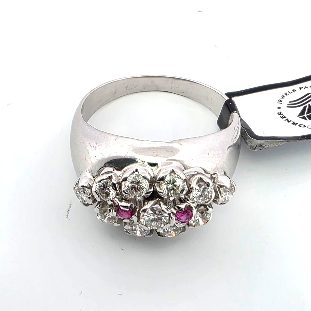 Anello in oro bianco 18kt con diamanti e rubini-photo-4