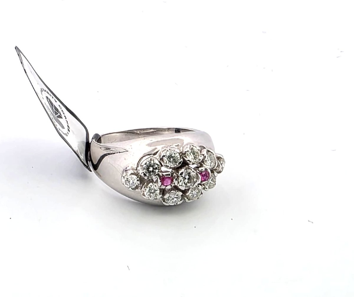 Anello in oro bianco 18kt con diamanti e rubini-photo-4
