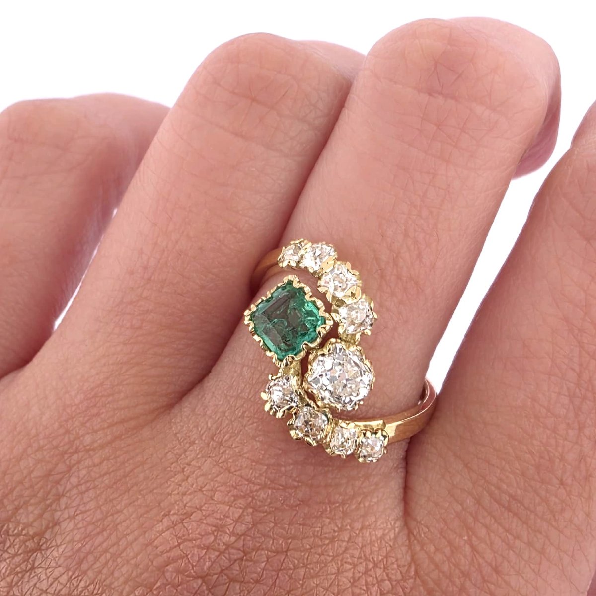 Anello in oro giallo 18kt con diamanti-photo-2