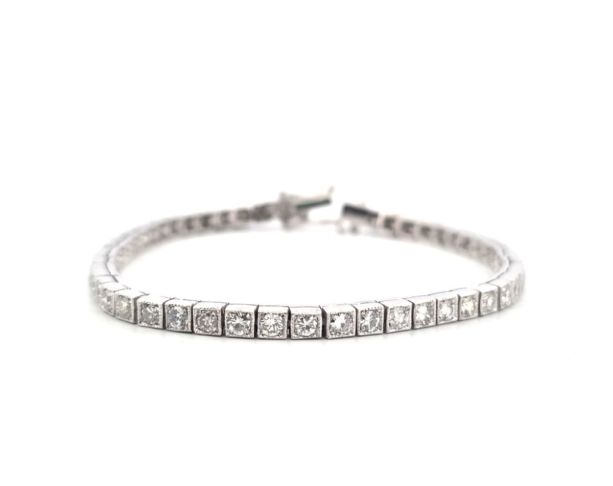 Bracciale tennis in platino con diamanti-photo-2