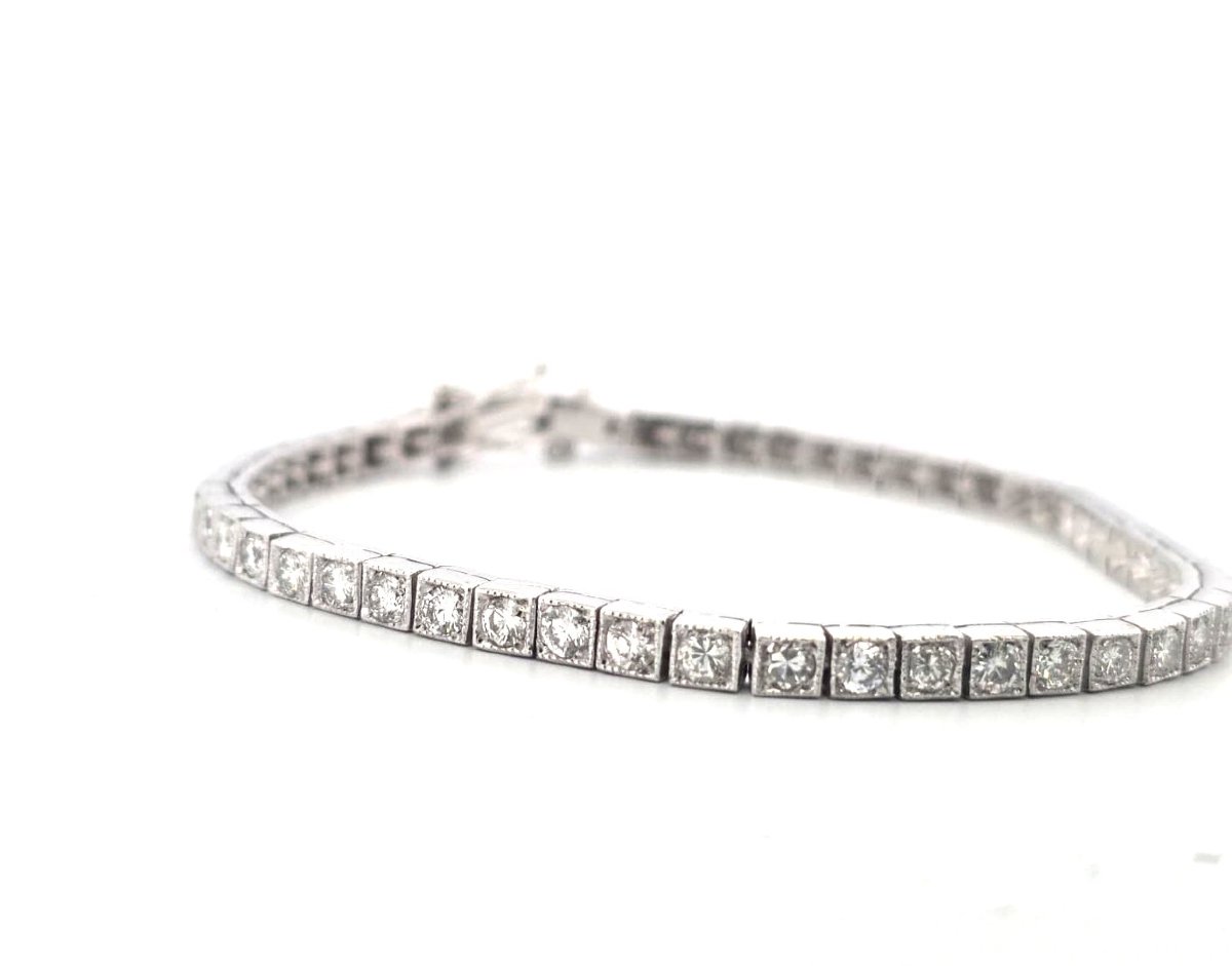 Bracciale tennis in platino con diamanti-photo-3