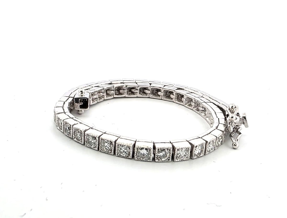 Bracciale tennis in platino con diamanti-photo-4