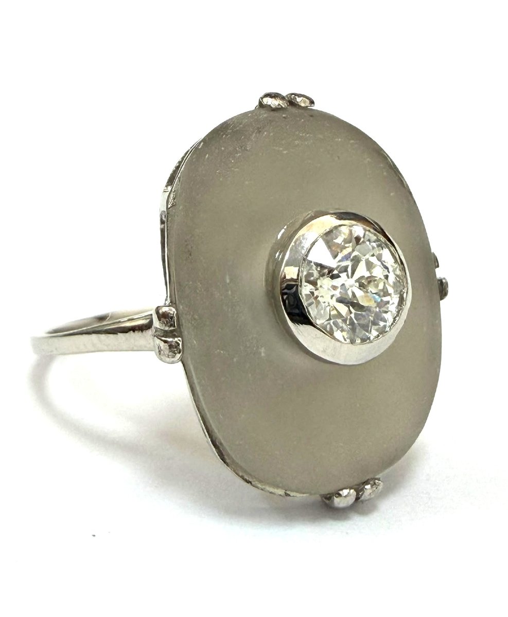 Anello Art Decò in platino con diamante -photo-2