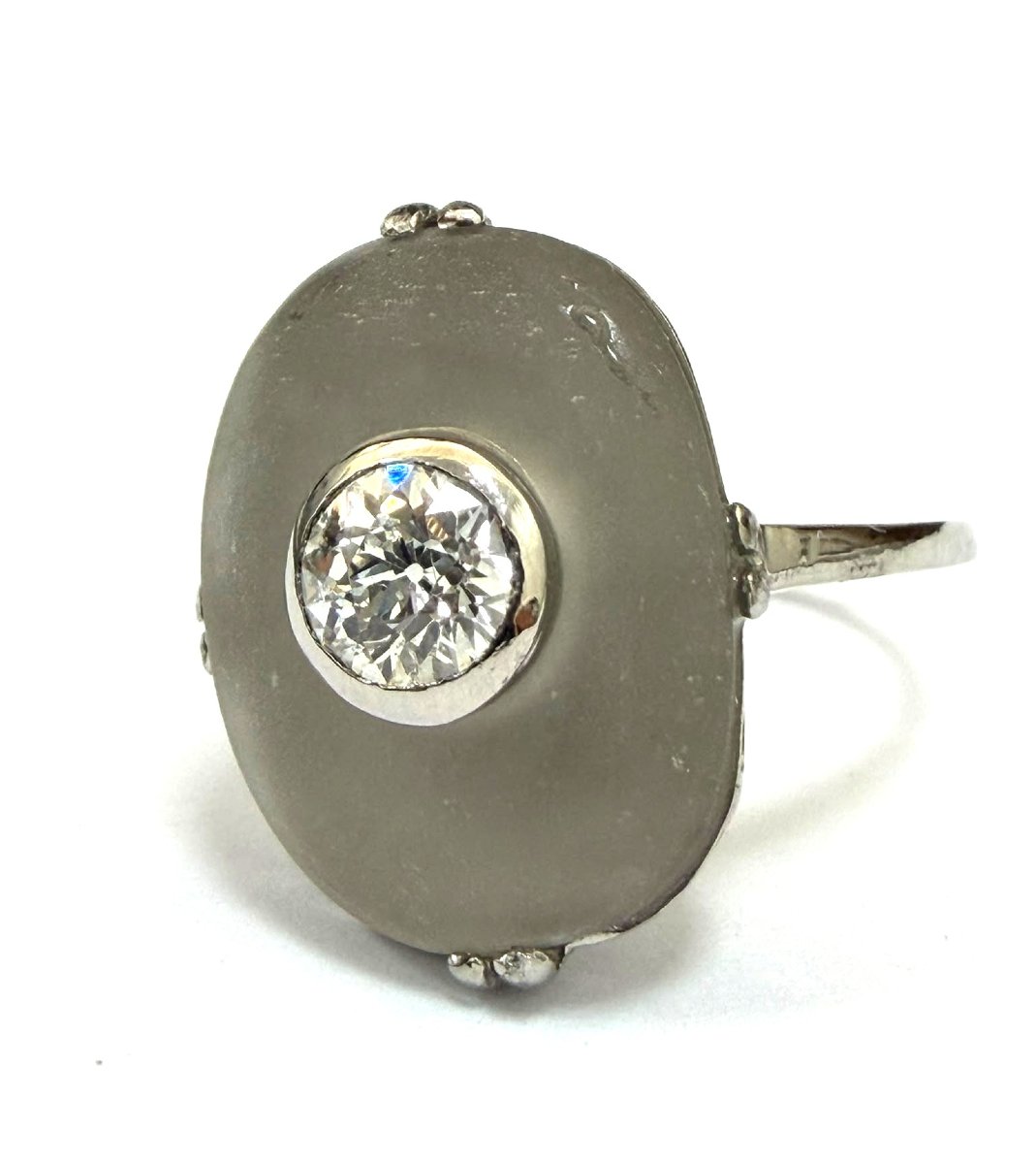 Anello Art Decò in platino con diamante -photo-3