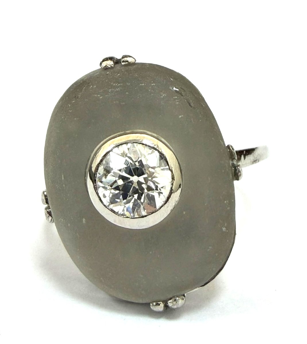 Anello Art Decò in platino con diamante -photo-1