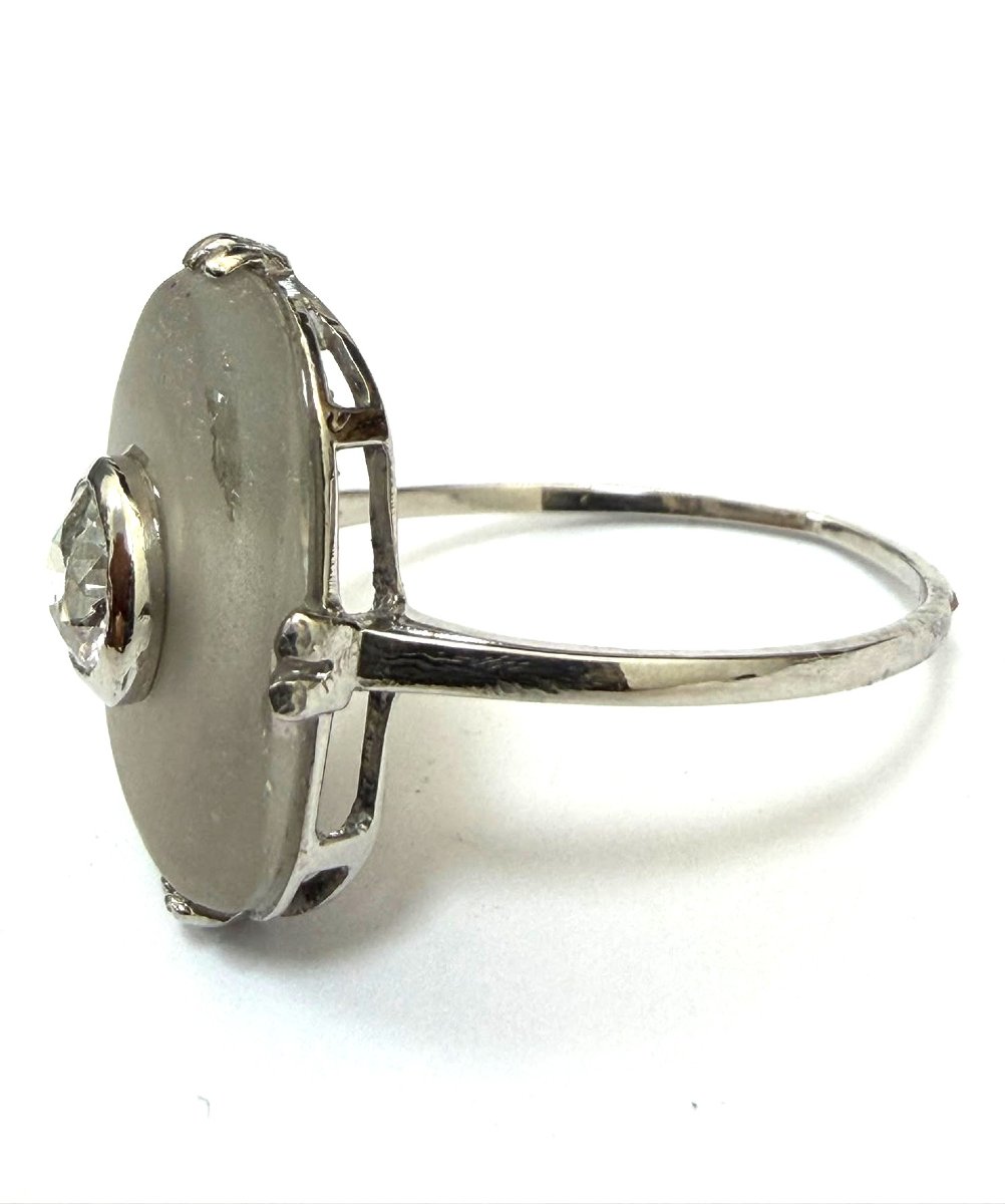 Anello Art Decò in platino con diamante -photo-2