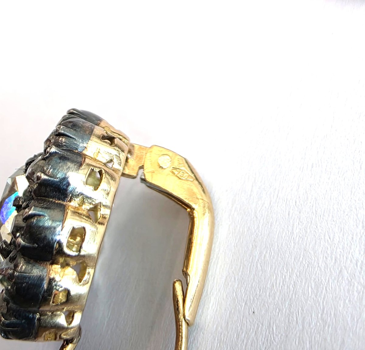 Orecchini in oro giallo 18kt e platino con diamanti importanti-photo-4