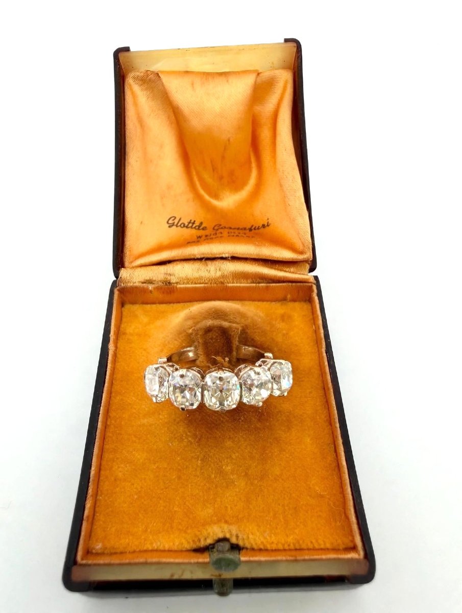Anello Vintage in oro bianco 18 Kt con Diamanti taglio antico-photo-2