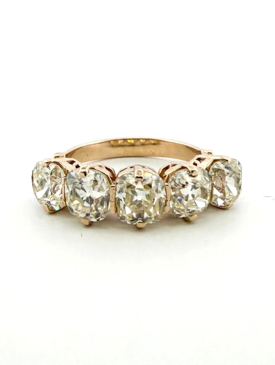 Anello Vintage in oro bianco 18 Kt con Diamanti taglio antico-photo-3