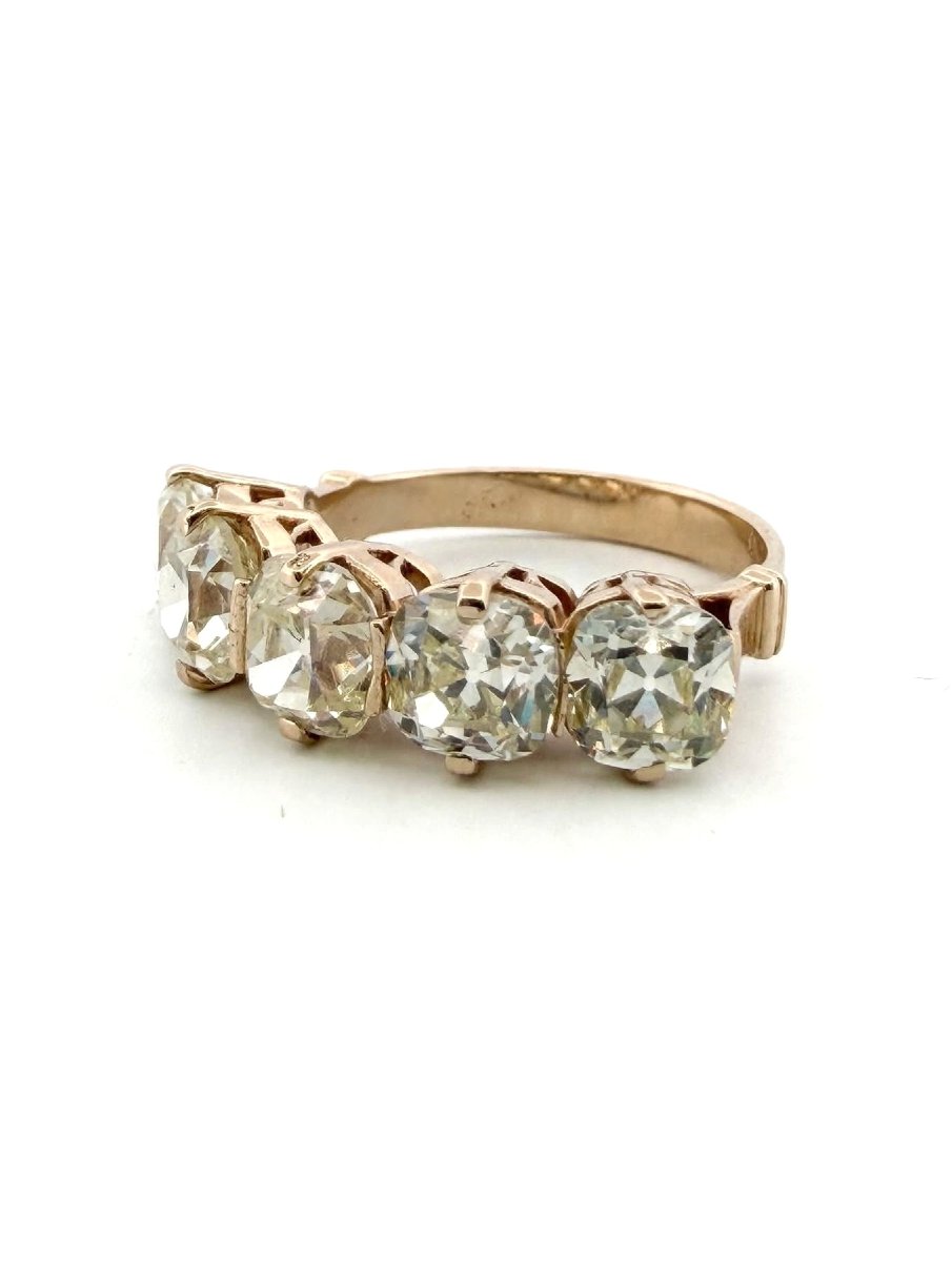 Anello Vintage in oro bianco 18 Kt con Diamanti taglio antico-photo-4