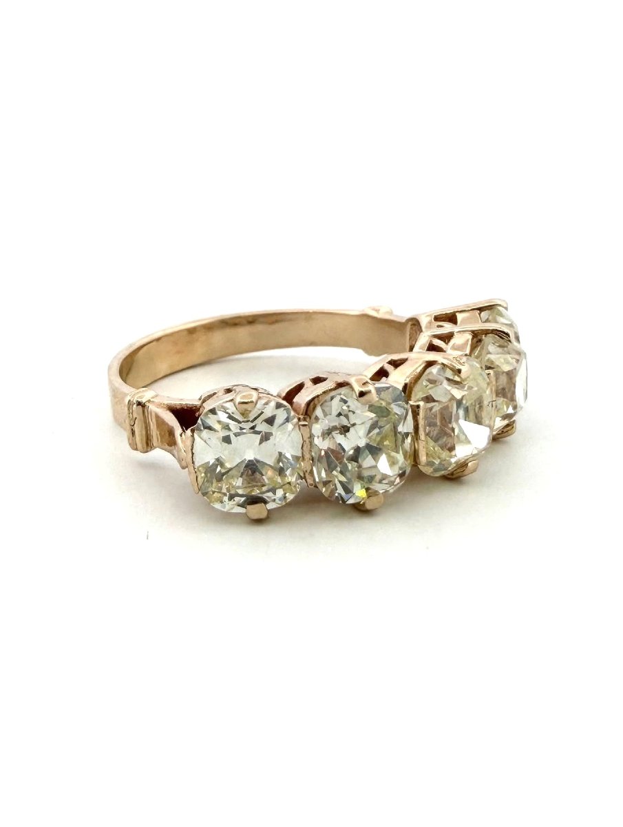 Anello Vintage in oro bianco 18 Kt con Diamanti taglio antico-photo-1