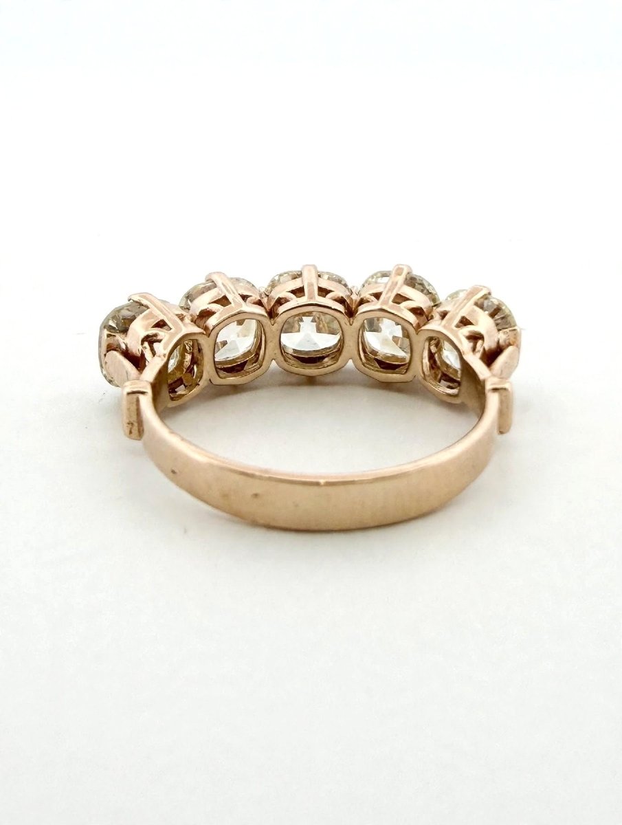 Anello Vintage in oro bianco 18 Kt con Diamanti taglio antico-photo-2