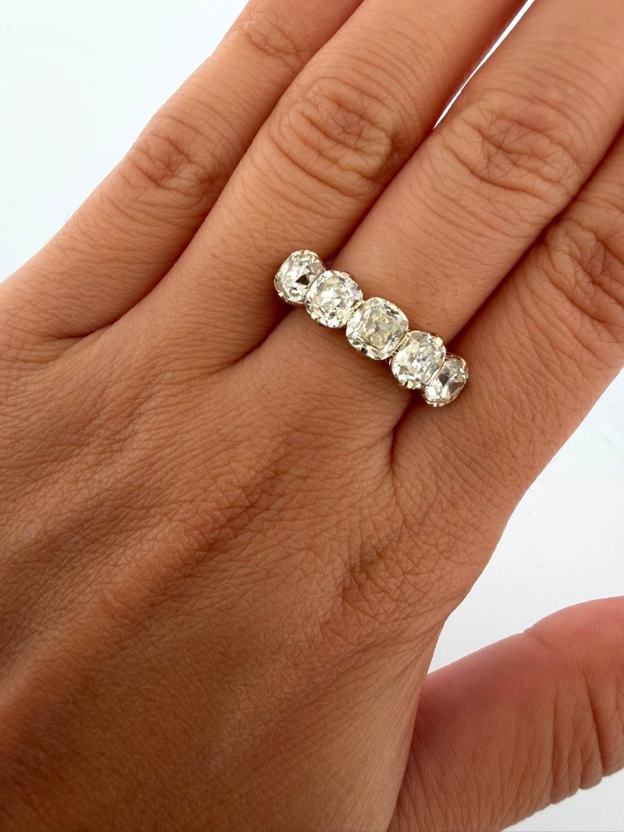 Anello Vintage in oro bianco 18 Kt con Diamanti taglio antico-photo-4