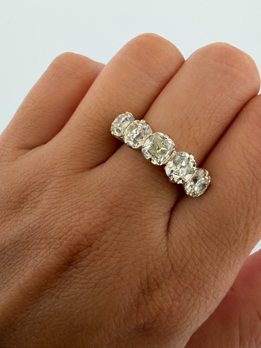 Anello Vintage in oro bianco 18 Kt con Diamanti taglio antico-photo-5