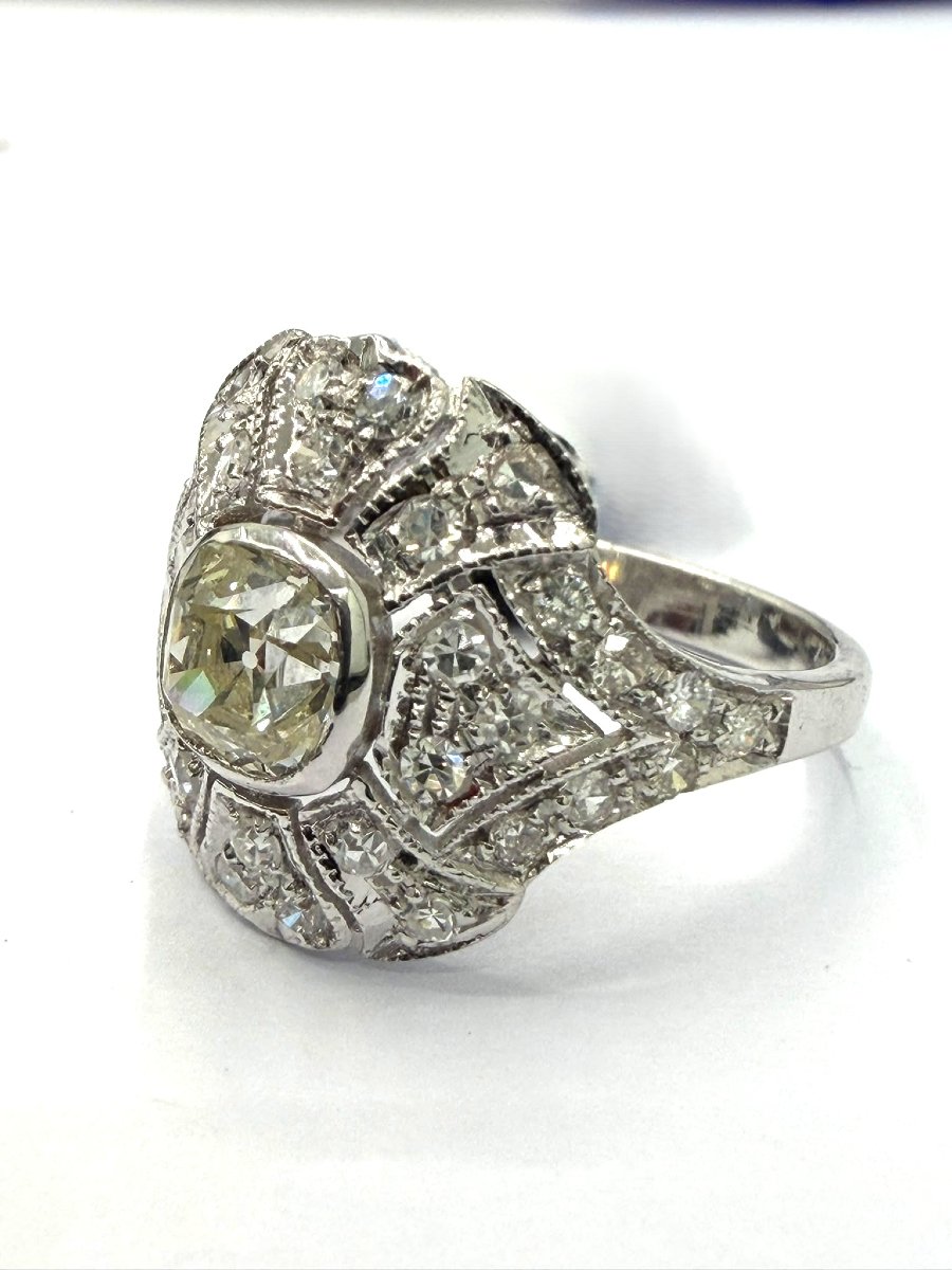 Anello vintage in oro bianco 18 Kt con diamanti taglio antico Ct 2.50-photo-2