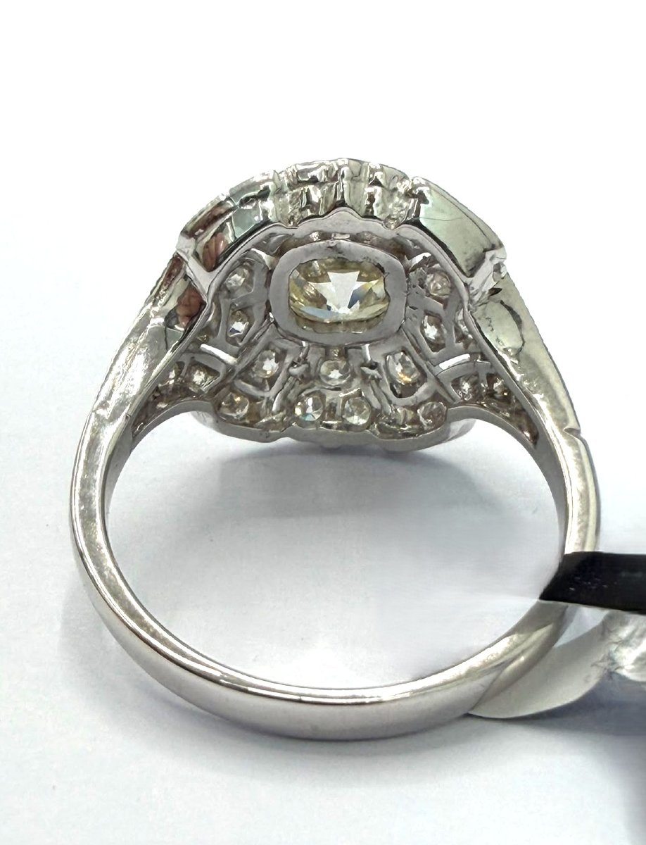 Anello vintage in oro bianco 18 Kt con diamanti taglio antico Ct 2.50-photo-4