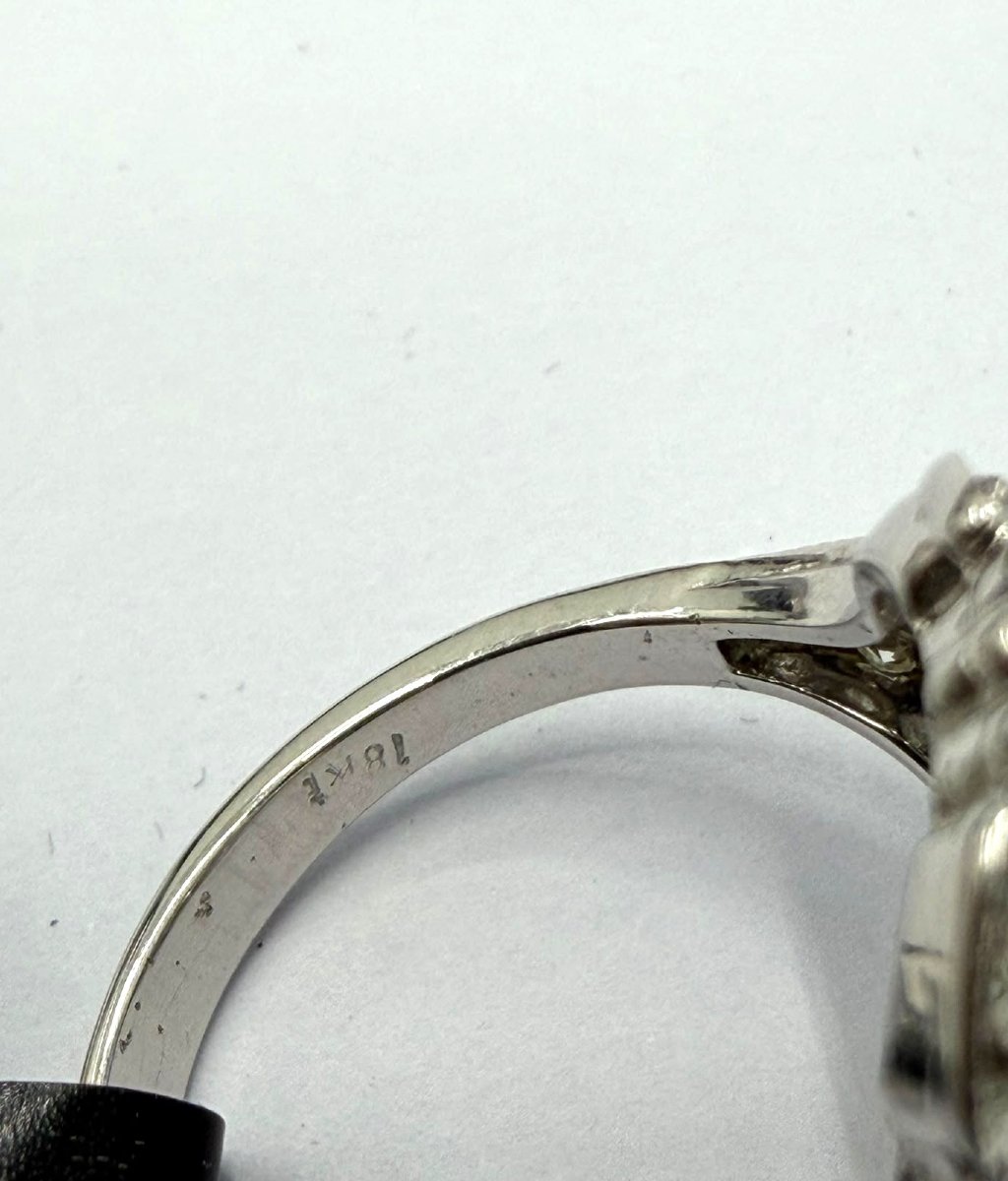 Anello vintage in oro bianco 18 Kt con diamanti taglio antico Ct 2.50-photo-2